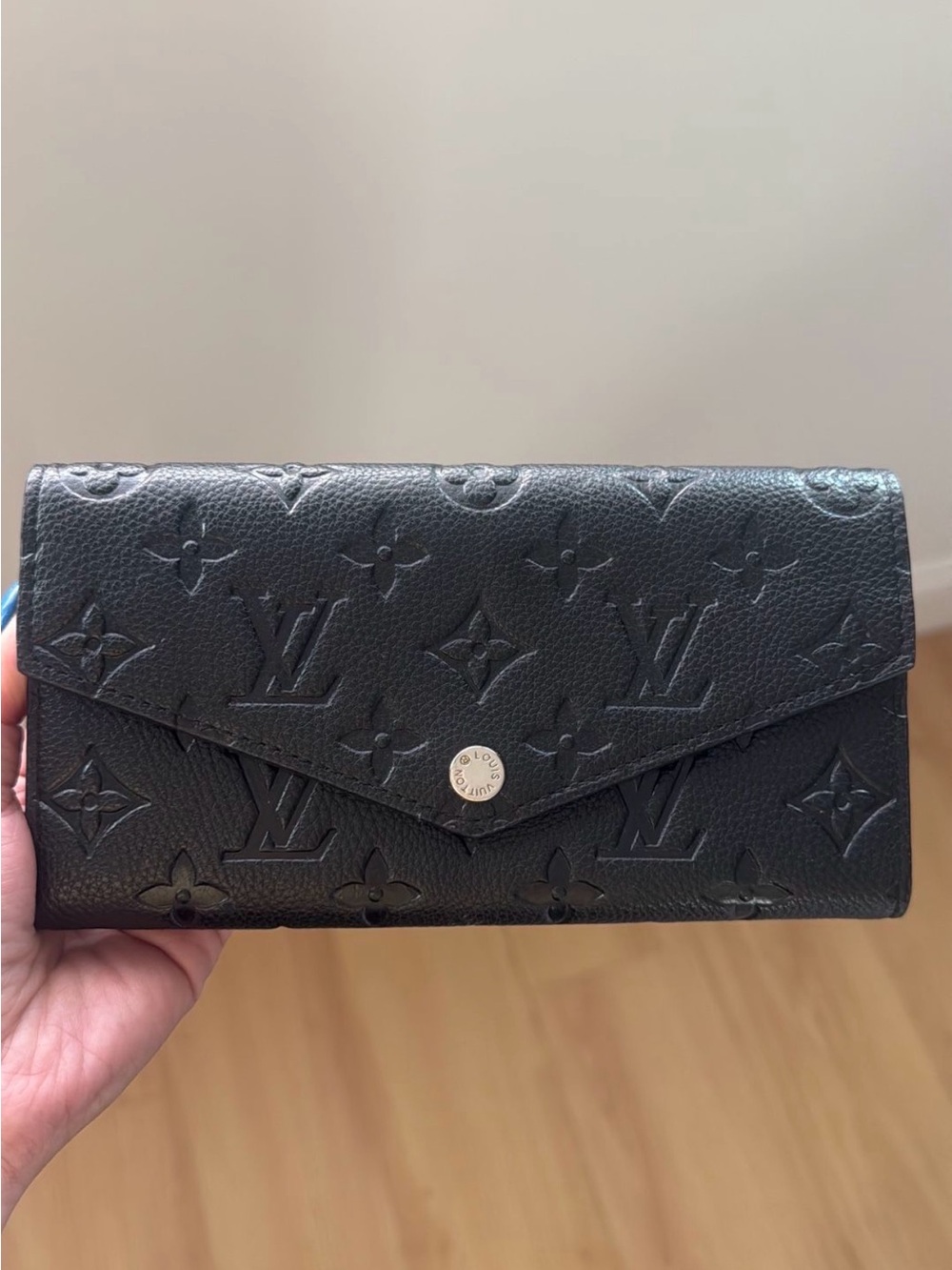 Black Monogram Embossed Envelope Wallet